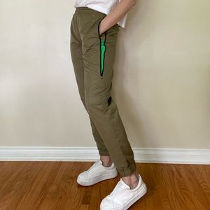Amazing Adidas Sample Joggers | Side Vent | Olive Green w/ Neon Detail | Size M